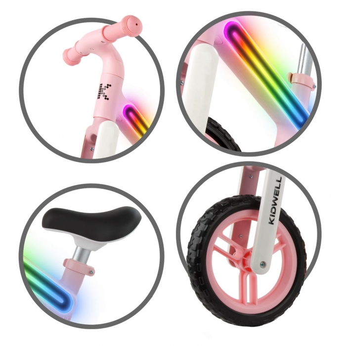 Kidwell Suno Roz - Bicicletă fără pedale LED - imagine 3