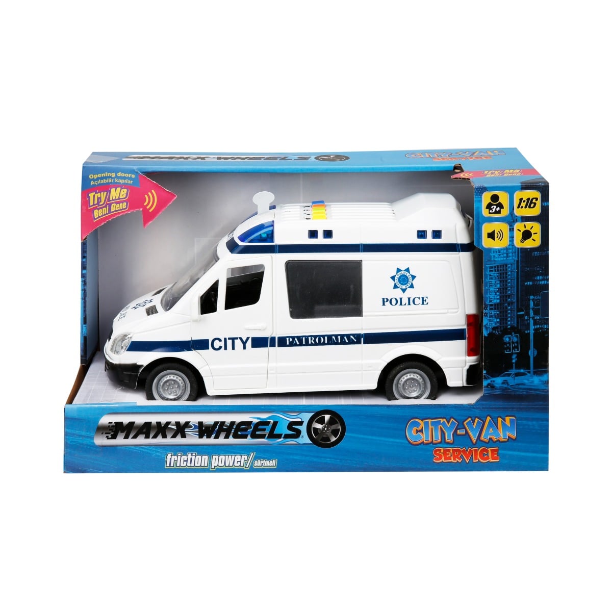 Masina Politie Maxx Wheels 1:16 cu Sunete si Lumini