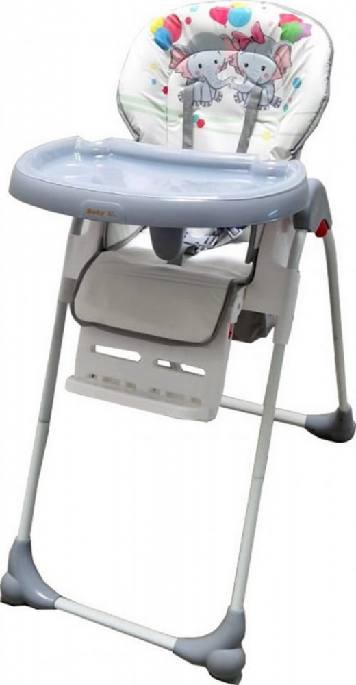 Scaun de masă Baby Care Elefanti Gri, reglabil 3 trepte - imagine 2