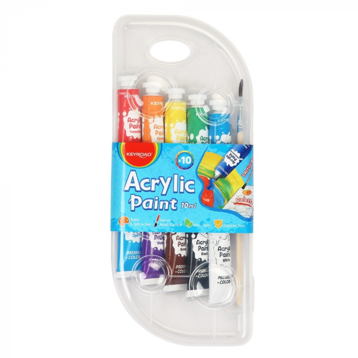 Set 10 Culori Acrilice Keyroad, Tuburi 10 ml