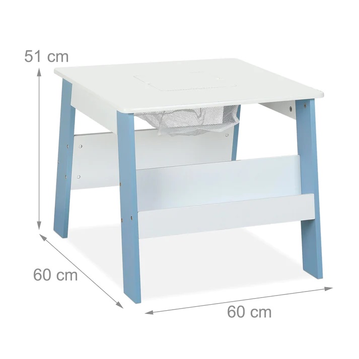 Set Masă și 2 Scaune Ginger Home Alb/Albastru cu Depozitare - imagine 4