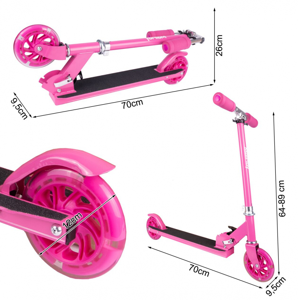 Trotineta Malplay Pliabilă cu LED GreyPink