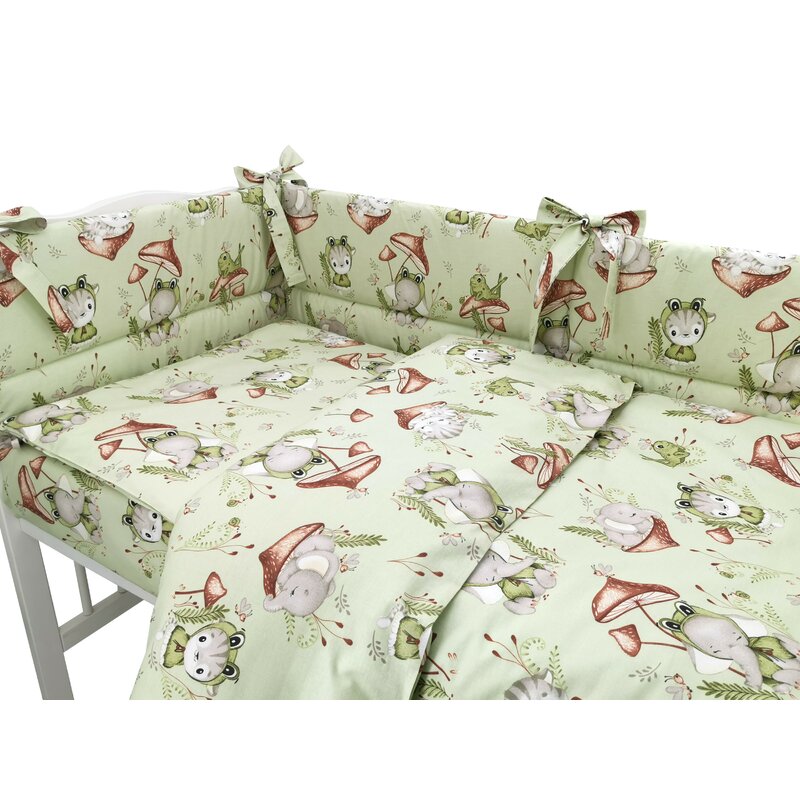 Lenjerie patut 3 piese Qmini Frogs 120x60 cm