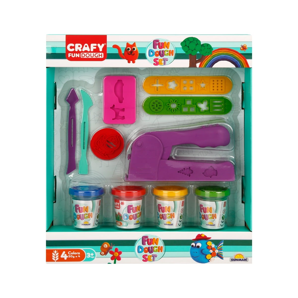 Set joacă plastilină Crafy 200g, 11 piese