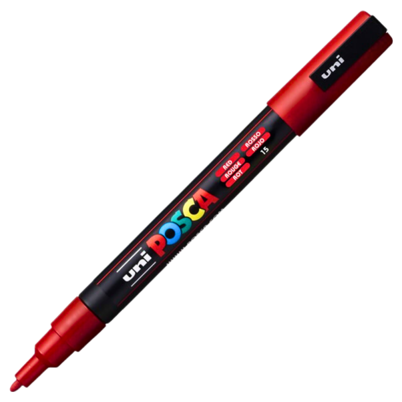 Marker Posca PC-3M Roșu, Vârf Fin, Apă
