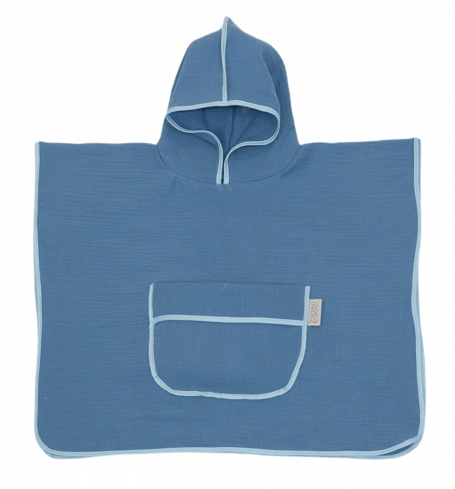 Prosop Poncho Amy, Muselina cu Gluga, Albastru - imagine 2