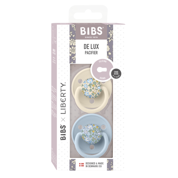 Set 2 Suzete Bibs x Liberty Eloise, Silicon, Baby Blue/Ivory