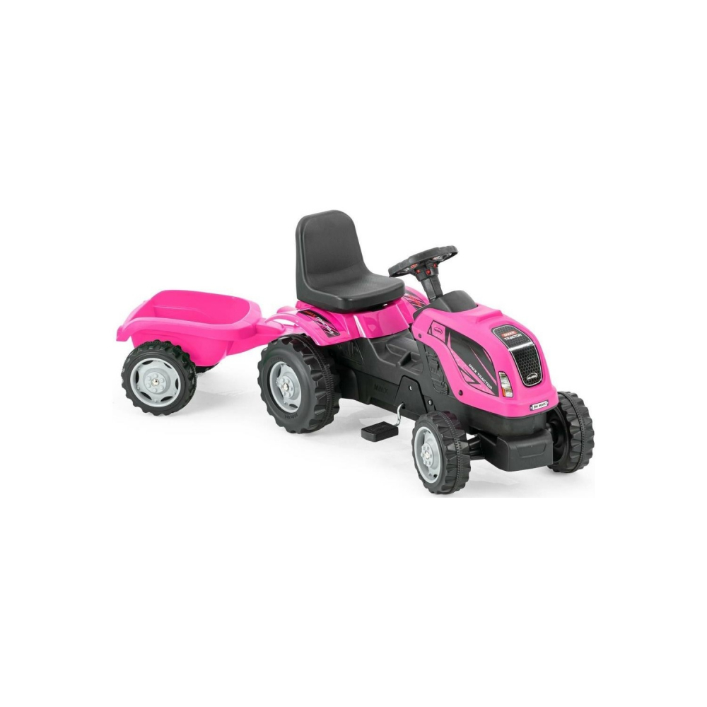 Tractor cu pedale Micromax MMX Pink și remorcă - imagine 5