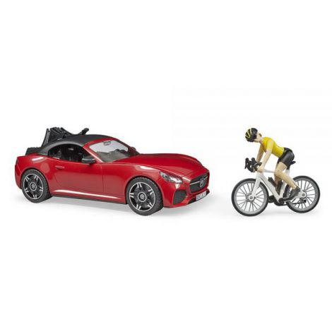 Bruder Masina Roadster cu Bicicleta si Ciclist - imagine 5