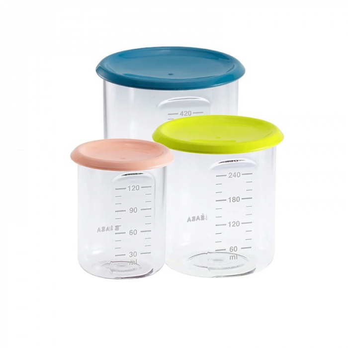 Set Beaba 3 recipiente Tritan ermetice, diverse culori