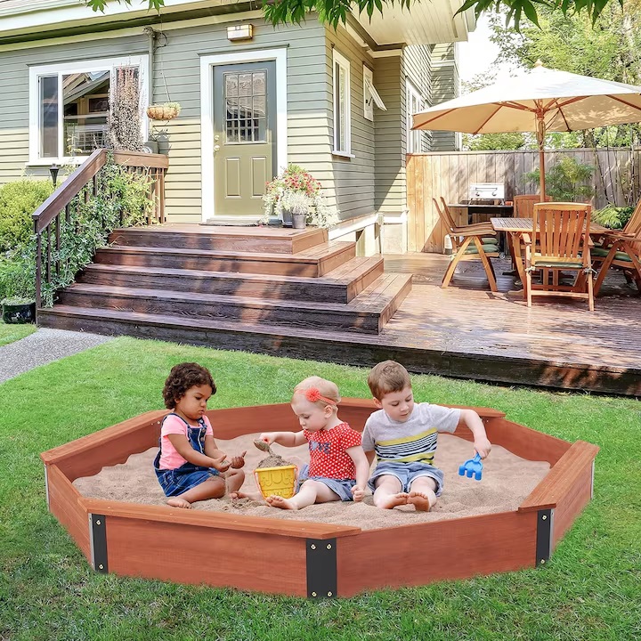 Cutie Nisip Ginger Home Octogon cu Husă, Lemn - imagine 4