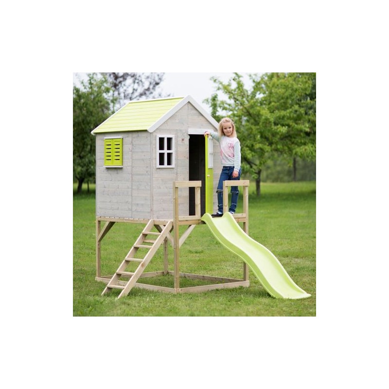 Casuta Gradina Lime Lodge cu Tobogan | Wendi Toys