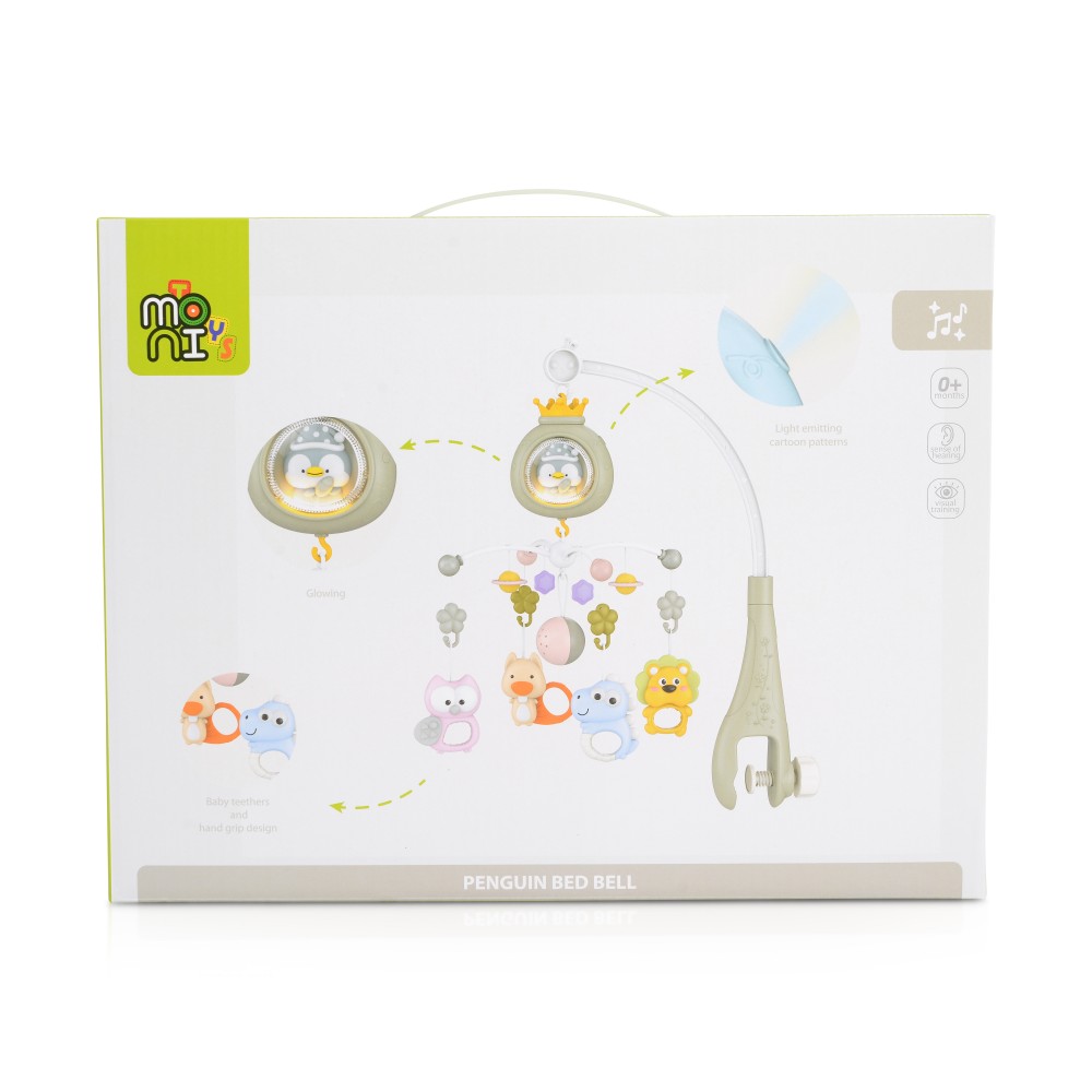 Carusel Moni Penguin Pink cu sunete albe și timer - imagine 2