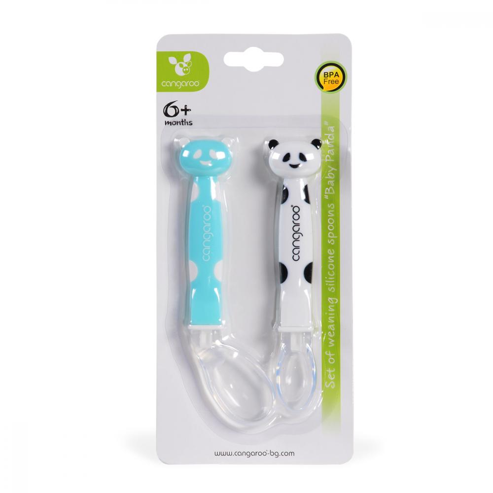 Set 2 lingurițe moi silicon Panda Boy Cangaroo - imagine 2