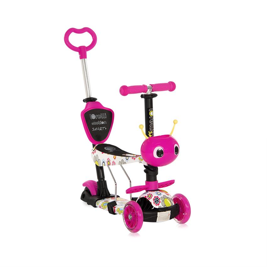 Trotineta Lorelli Pink Flowers 3 Roți LED, Scaun și Mâner - imagine 10