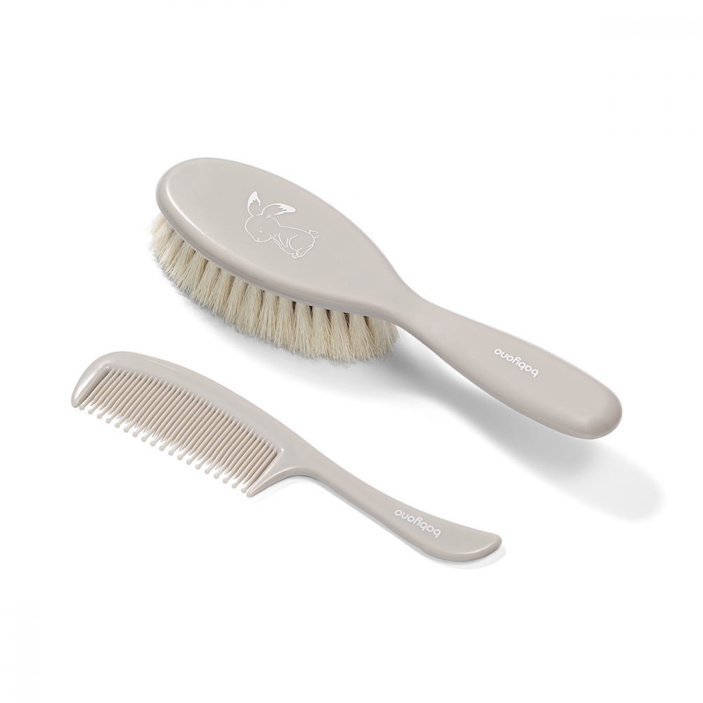 Set Perie Par Natural Bunny Grey Babyono - imagine 2