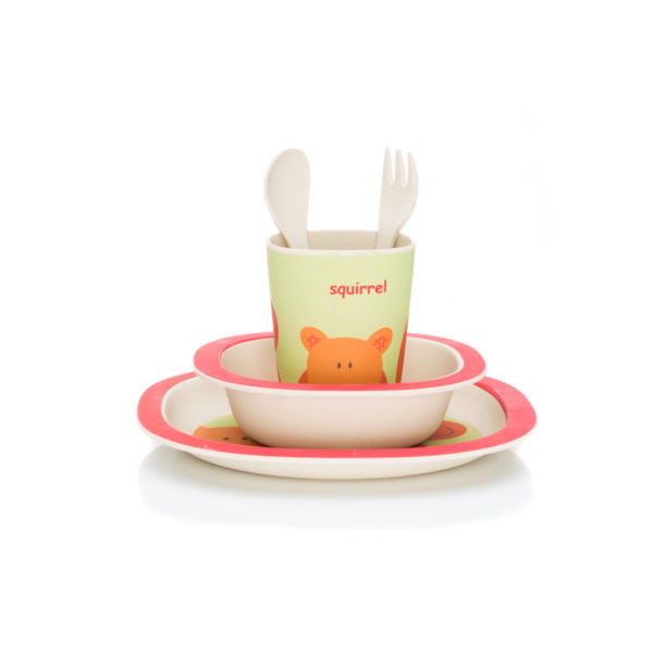 Set Masa Bambus Fillikid 4 Piese, Orange Red