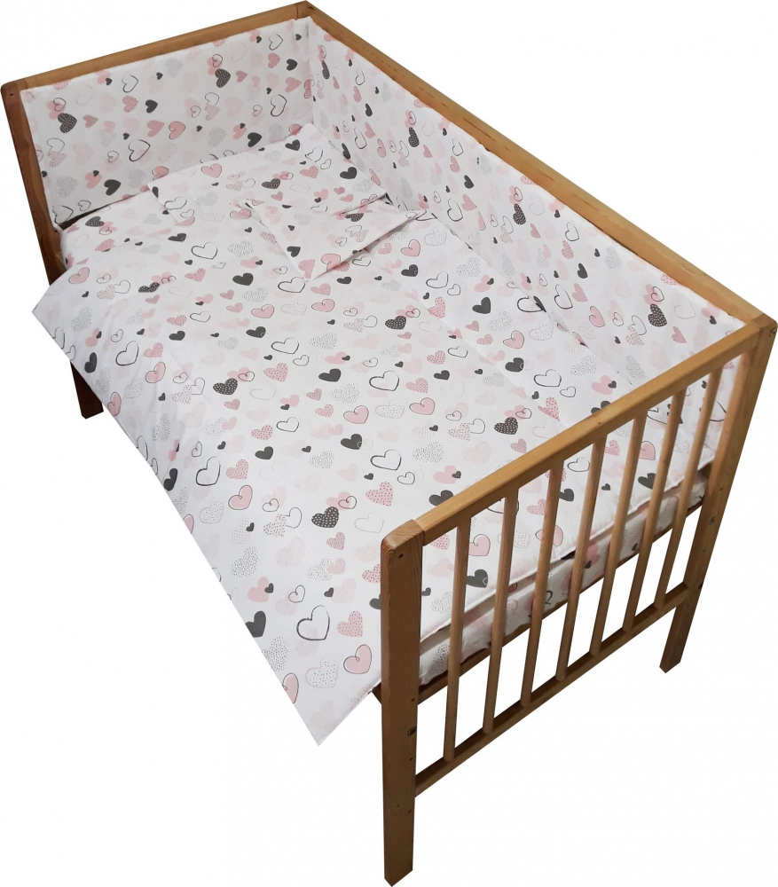 Lenjerie Patut Nichiduta Little Hearts, 4 Piese - imagine 2