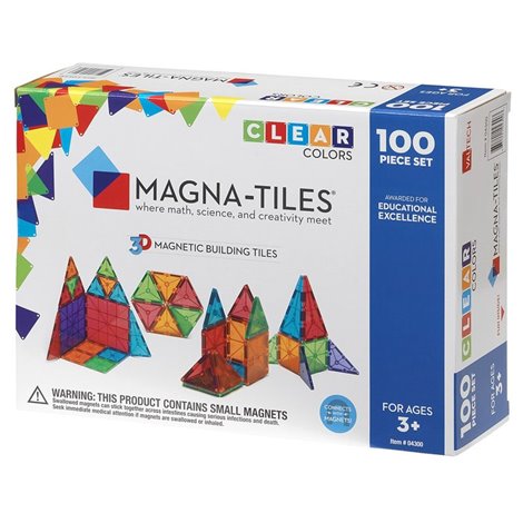 Magna-Tiles 100 Piese Transparente, Constructie Magnetica - imagine 2