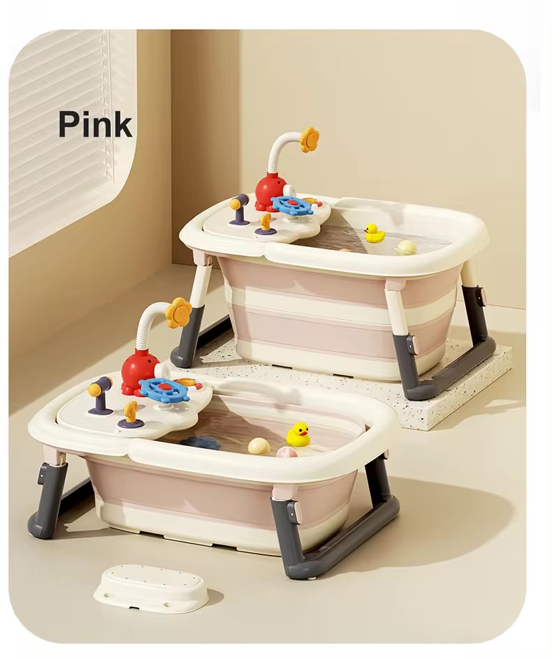 Cădiță 3 în 1 Little Mom Pink, Pliabilă și Practică - imagine 6