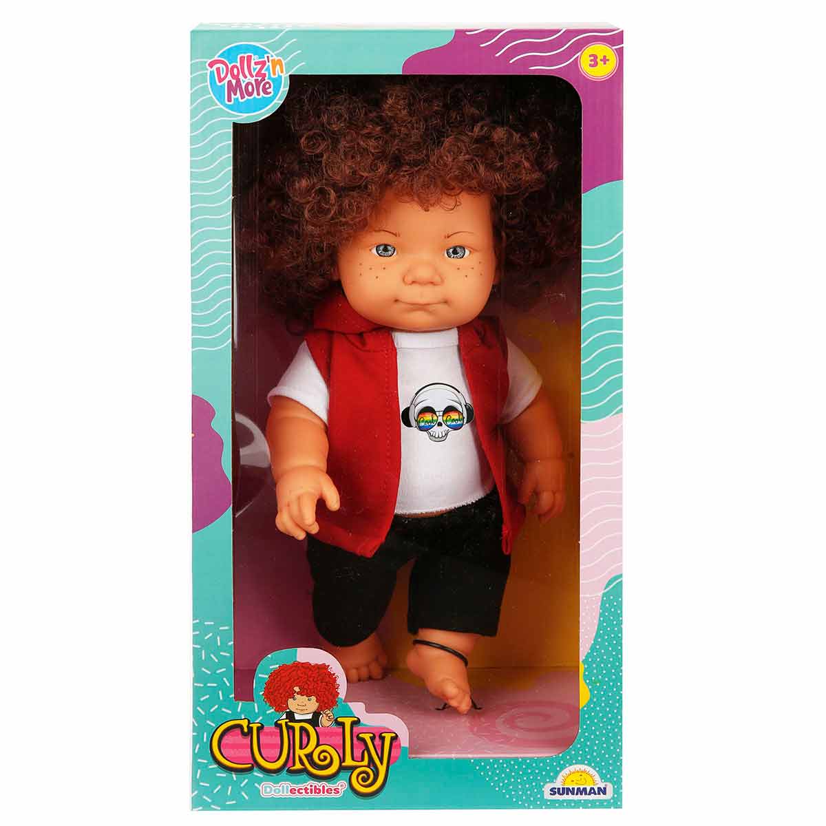 Papusa Curly Dollz n More 35 cm cu Tricou Craniu