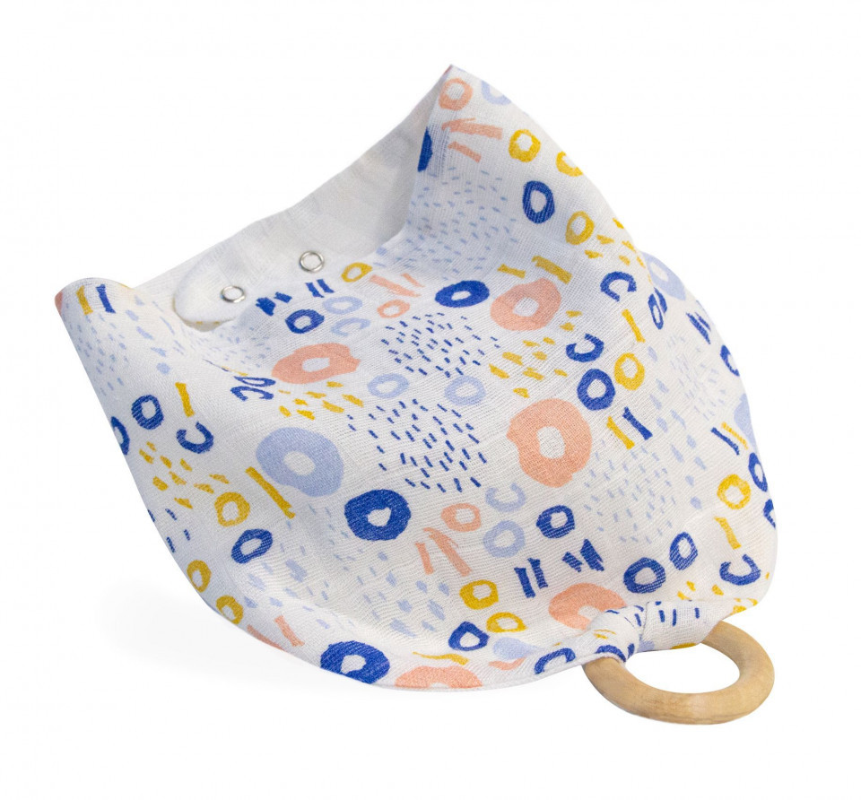 Baveta Muselina cu Inel BabyJem Colorat - imagine 2
