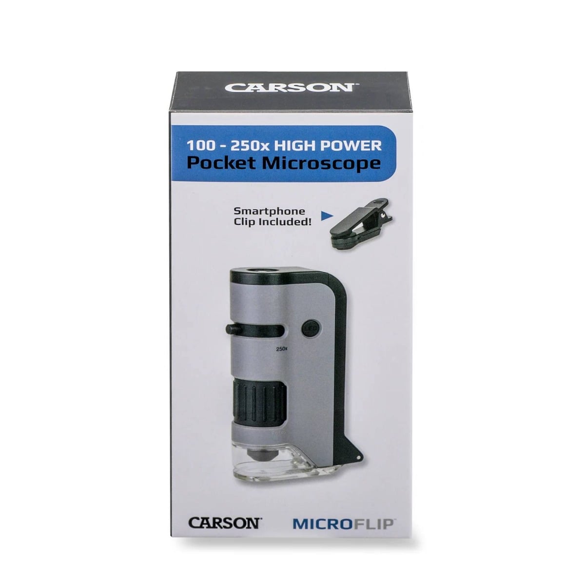 Microscop Portabil Carson MicroFlip 100-250x cu Adaptor Smartphone