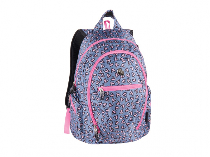 Rucsac Scoala Pulse Pink Heart, 6 Compartimente