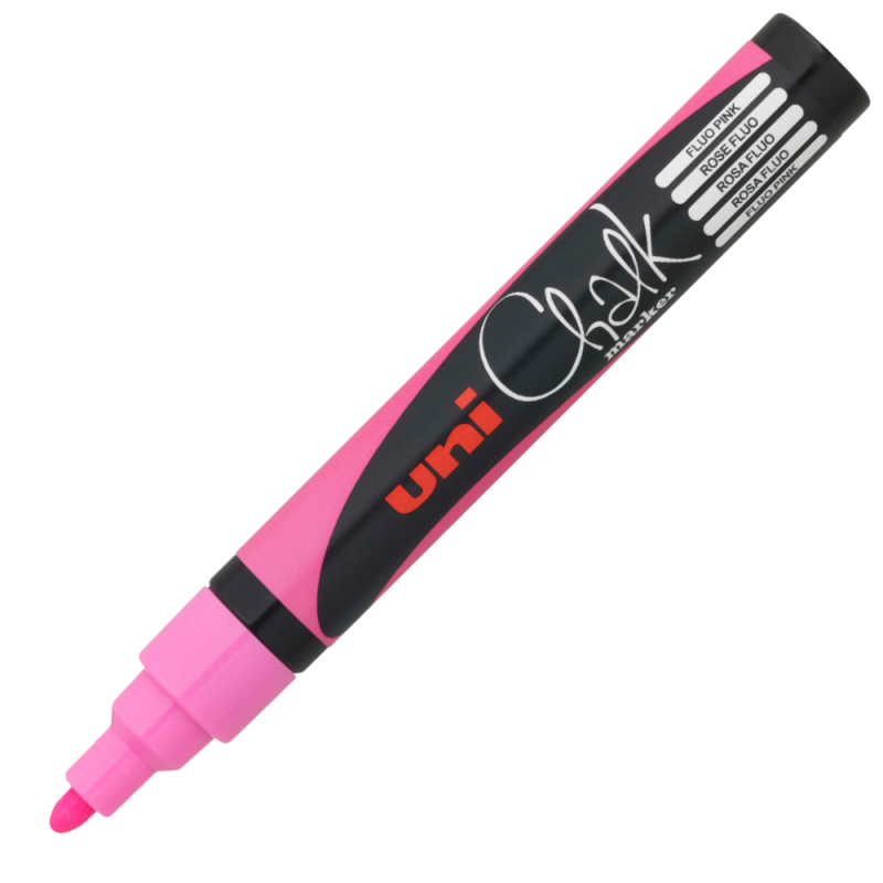 Marker Cretă Lichidă Uni Chalk, Roz Fosforescent, 1.8-2.5mm