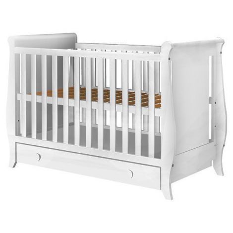 Patut Hubners Mira 120x60 Alb cu Sertar, 3 Nivele
