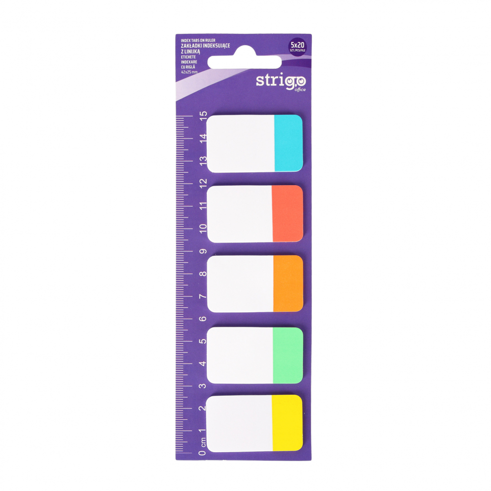 Etichete Indexare Strigo Neon, 5x20 file, cu Rigla