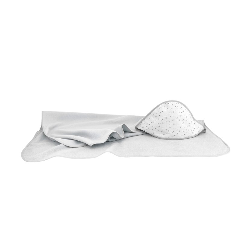 Prosop cu gluga MimiNu Mini Gray Stars 100x100 cm