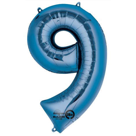 Balon Super Shape 9 Albastru, 86cm - Amscan