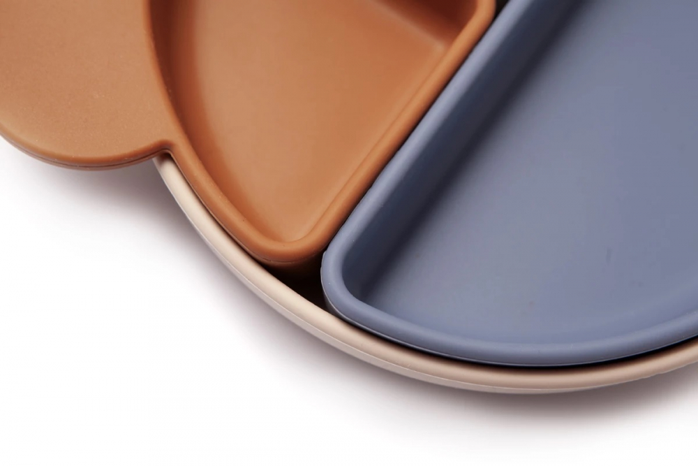 Farfurie Silicon 3 Compartimente Kidnort Bej - imagine 2