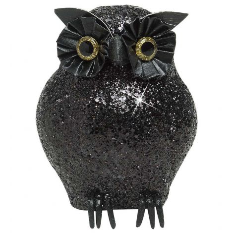Bufniță Neagră Glitter Widmann | Decor Halloween