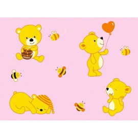 Lenjerie pat cu ursuleți roz Moje Bambino