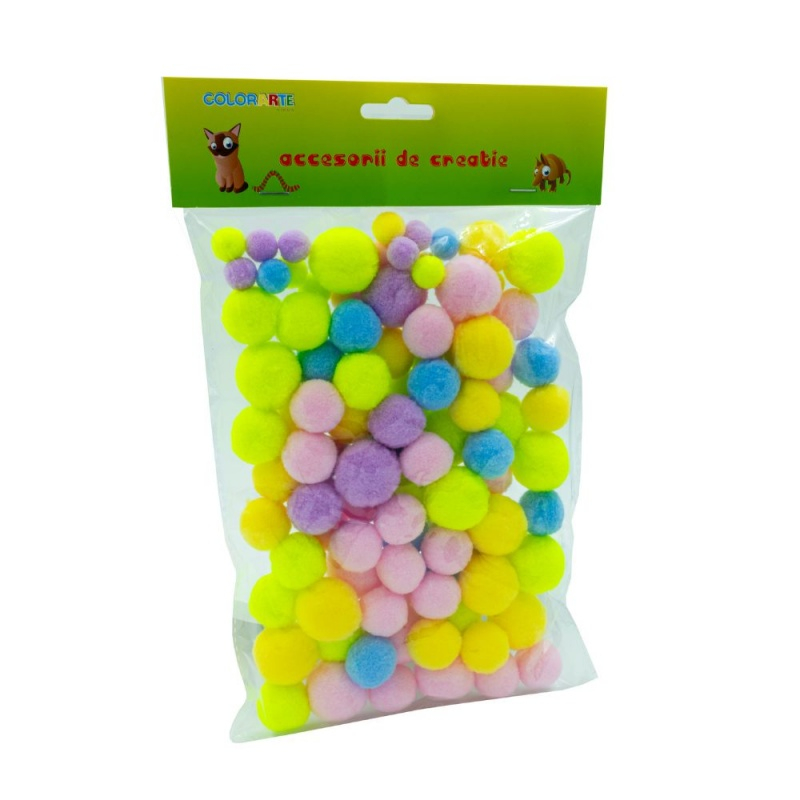 Set 95 Pom Pom Colorart Pastel Fluorescent