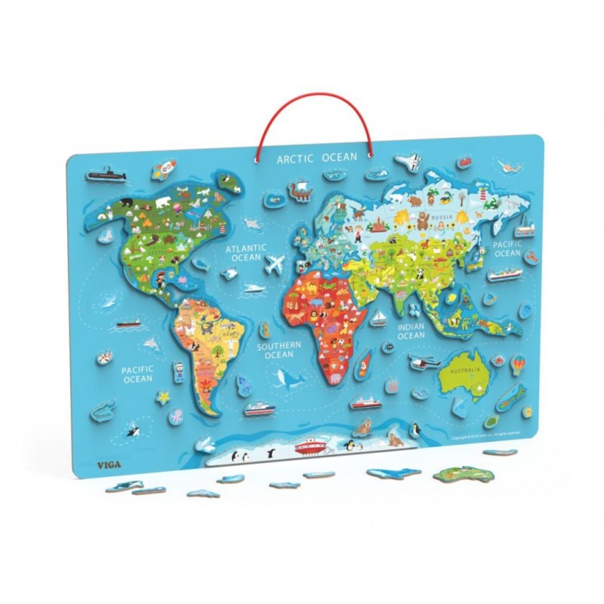 Puzzle Viga Magnetic - Harta Lumii și Tablă de Scris
