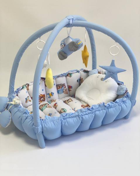 Babynest 2 in 1 MyKids Simple Blue, Multifuncțional