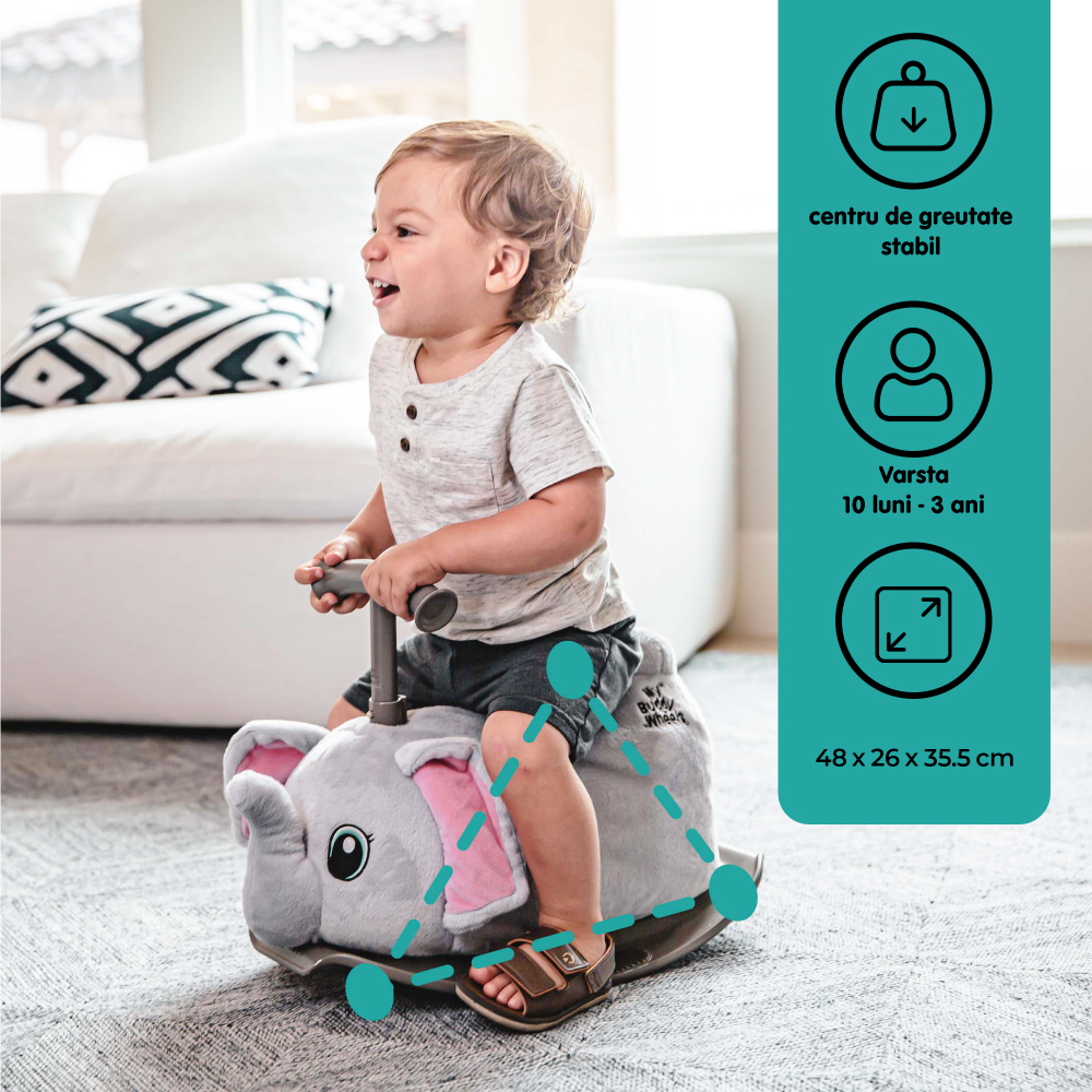 Balansoar cu Roti My Buddy Wheels Elefant 2în1 - imagine 4