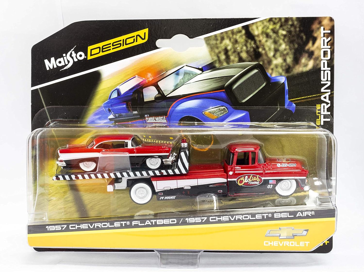 Set Maisto 1:64 Chevrolet Bel Air si Remorca