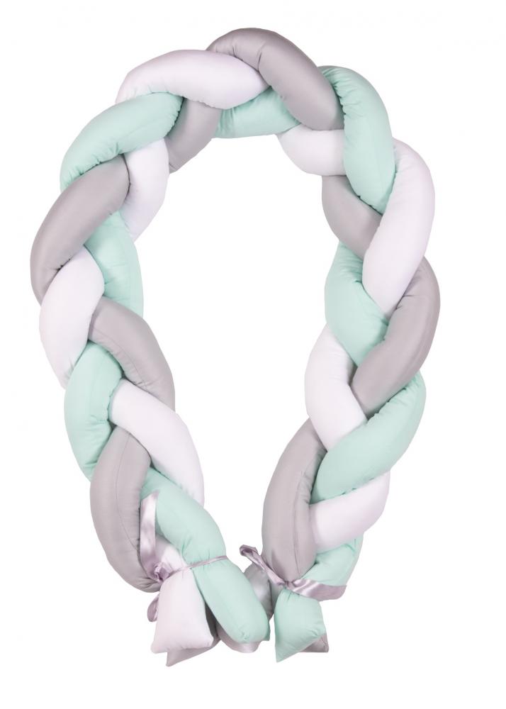 Bumper Babymatex The Braid Mint, 2 m, Protector Patut - imagine 4