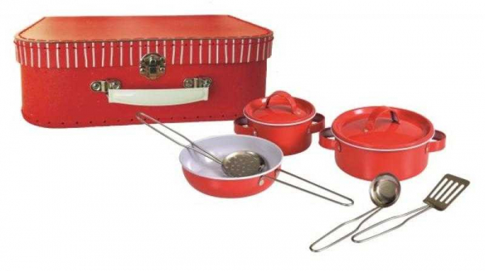 Set vase metalice roșii Egmont | Valiză inclusă