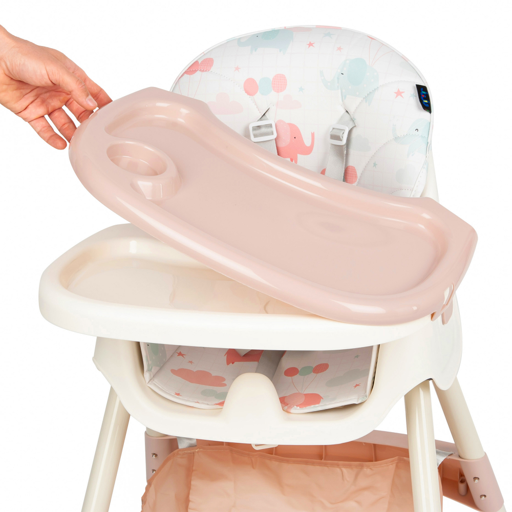 Scaun 2in1 Juju EatSmile roz elefanți - imagine 6