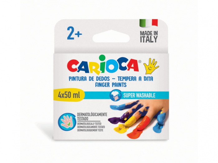 Acuarele Carioca Pictat cu Degetele, 4 Culori, Spalabile