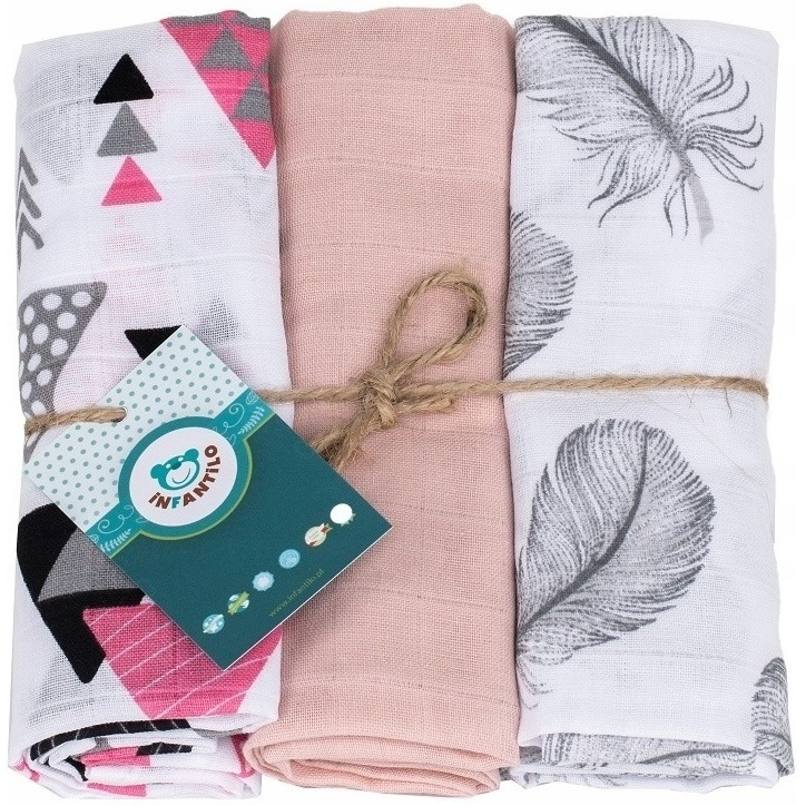 Set 3 Scutece Muselina Infantilo Roz