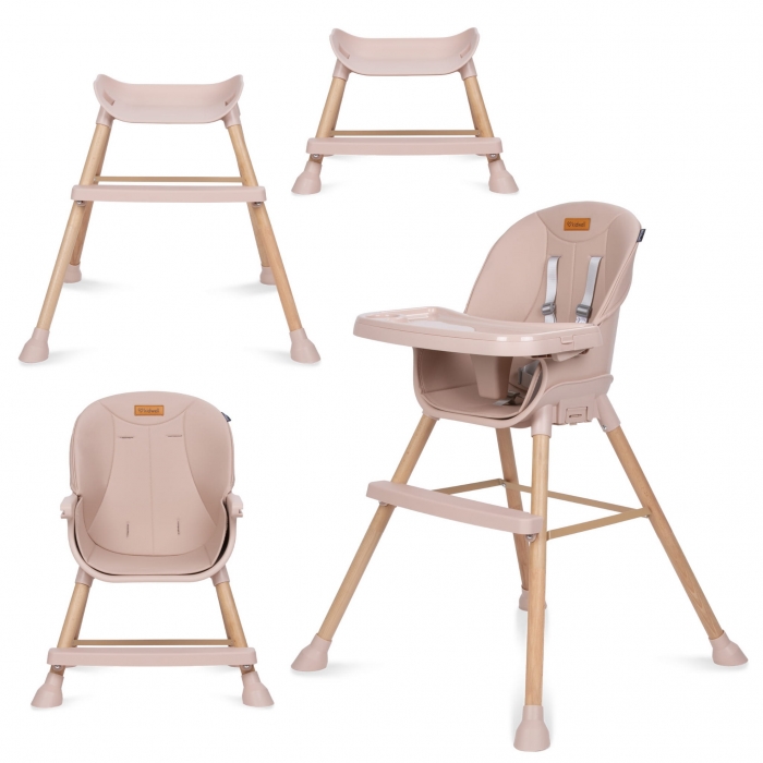 Scaun de masă 4in1 Kidwell Eatan Wood Pink - imagine 2