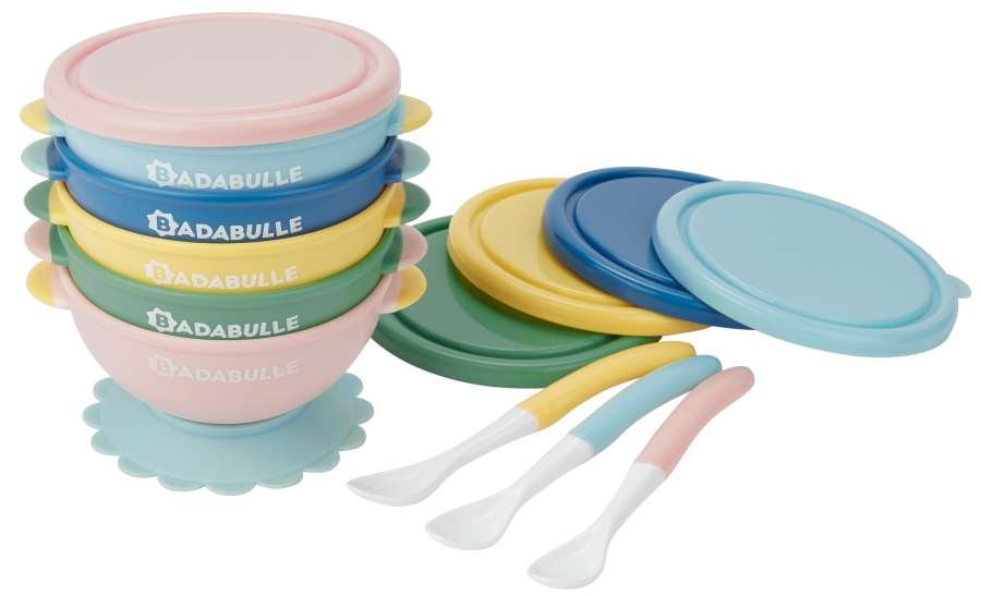 Set 5 boluri si 3 lingurite Badabulle Colorate - imagine 8