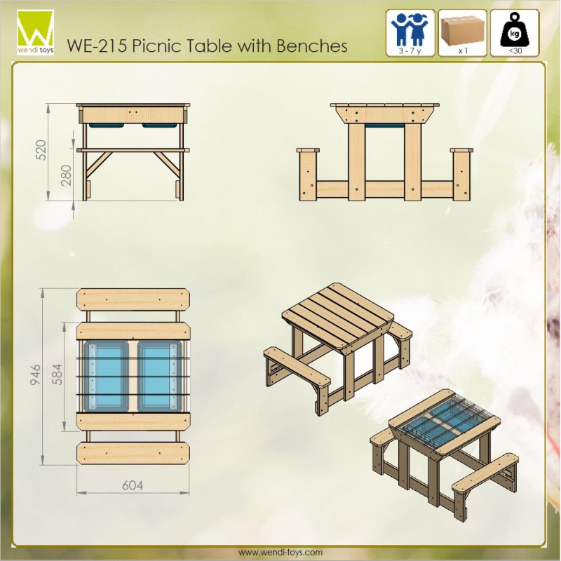 Masa Picnic Senzoriala Wendi Toys cu Nisip si Apa - imagine 3