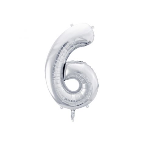 Balon Cifra 6 Argintiu Party deco | Aniversare